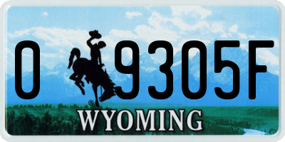 WY license plate 09305F