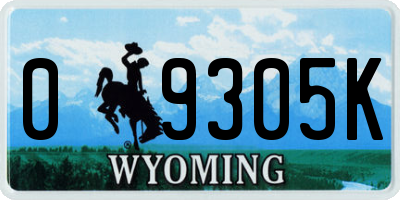 WY license plate 09305K