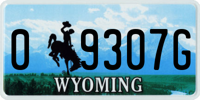 WY license plate 09307G