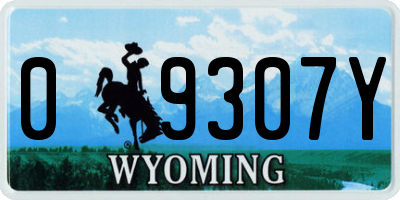 WY license plate 09307Y