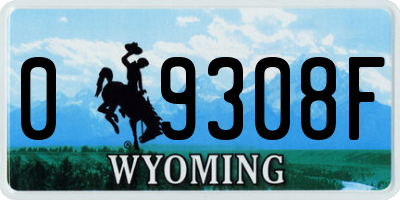 WY license plate 09308F
