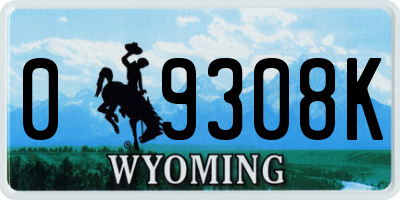WY license plate 09308K