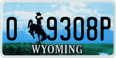 WY license plate 09308P