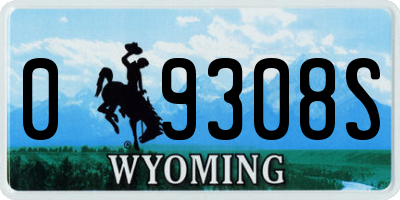 WY license plate 09308S