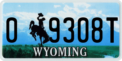 WY license plate 09308T