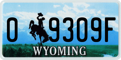 WY license plate 09309F