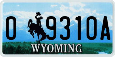 WY license plate 09310A
