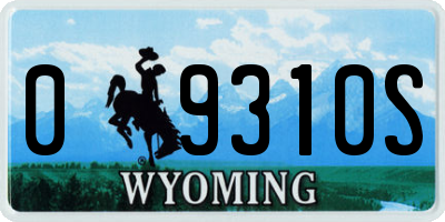 WY license plate 09310S