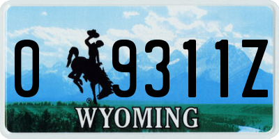 WY license plate 09311Z