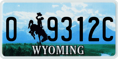 WY license plate 09312C