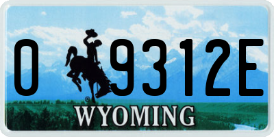 WY license plate 09312E