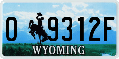 WY license plate 09312F