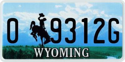 WY license plate 09312G