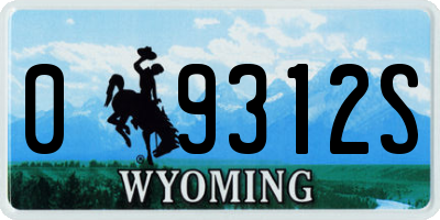 WY license plate 09312S