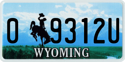WY license plate 09312U
