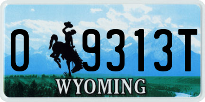 WY license plate 09313T