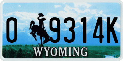 WY license plate 09314K
