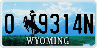 WY license plate 09314N
