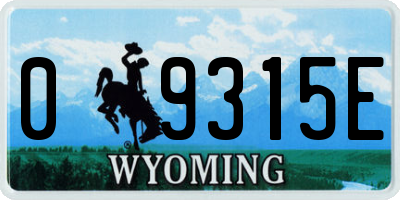 WY license plate 09315E