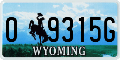 WY license plate 09315G