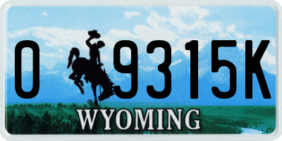 WY license plate 09315K