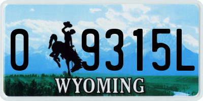WY license plate 09315L