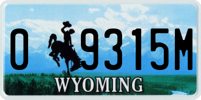 WY license plate 09315M