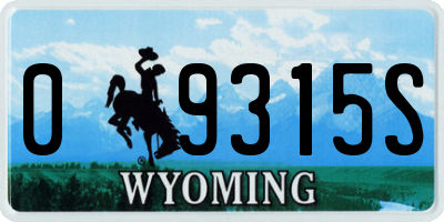 WY license plate 09315S