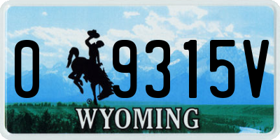 WY license plate 09315V