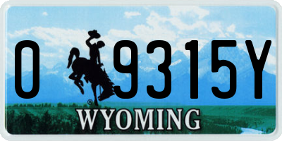 WY license plate 09315Y