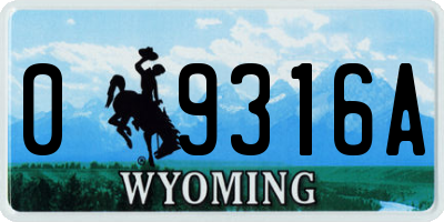 WY license plate 09316A