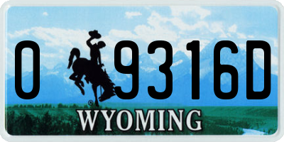 WY license plate 09316D