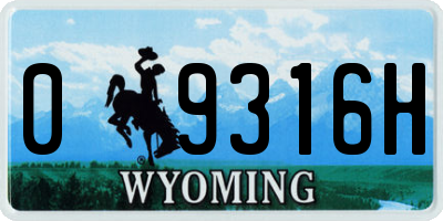 WY license plate 09316H