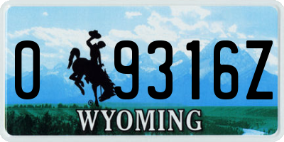 WY license plate 09316Z