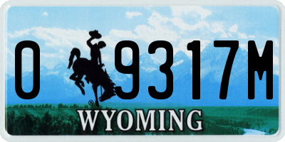 WY license plate 09317M