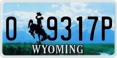 WY license plate 09317P