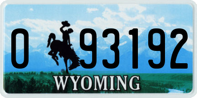WY license plate 093192