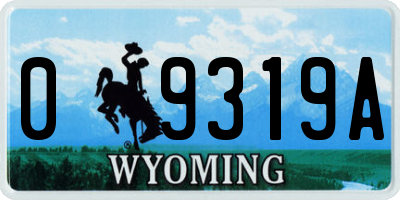 WY license plate 09319A