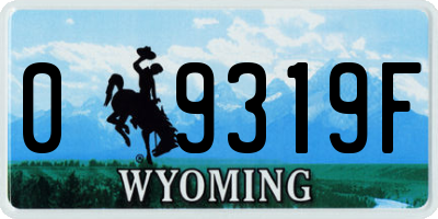 WY license plate 09319F