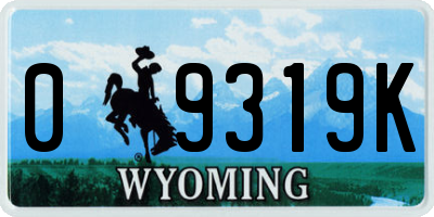 WY license plate 09319K