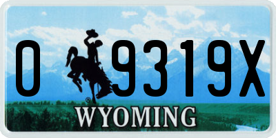 WY license plate 09319X