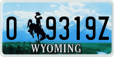 WY license plate 09319Z