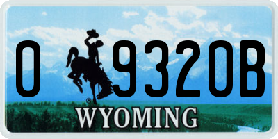 WY license plate 09320B