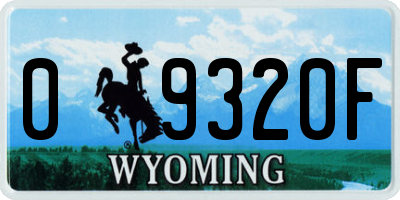 WY license plate 09320F