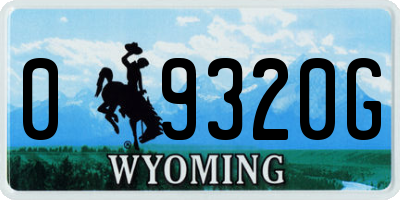 WY license plate 09320G