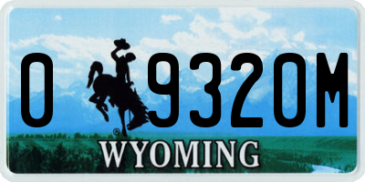 WY license plate 09320M