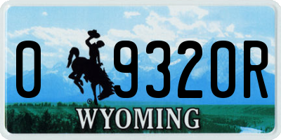 WY license plate 09320R