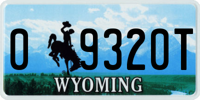 WY license plate 09320T