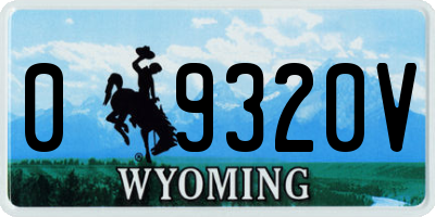 WY license plate 09320V