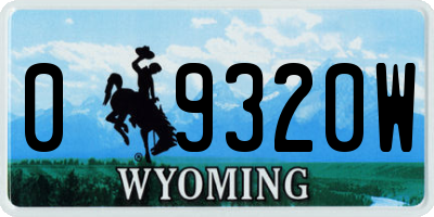 WY license plate 09320W